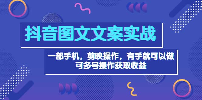 抖音图文毒文案实战：一部手机 剪映操作 有手就能做，单号日入几十 可多号-韭菜网