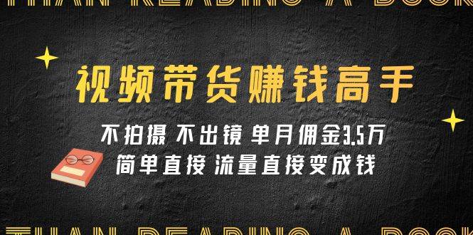 视频带货赚钱高手课程：不拍摄 不出镜 单月佣金3.5w 简单直接 流量直接变钱-韭菜网