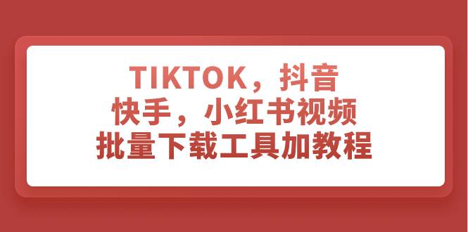 TIKTOK，抖音，快手，小红书视频批量下载工具加教程-韭菜网