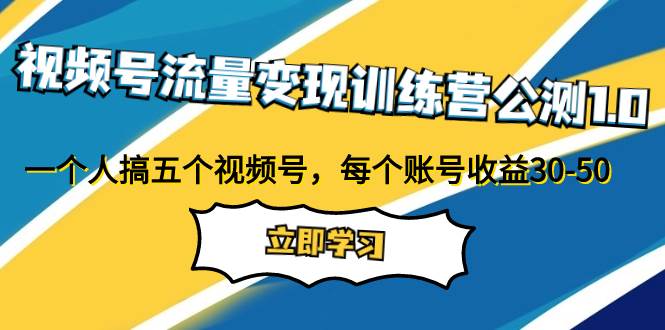 视频号流量变现训练营公测1.0：一个人搞五个视频号，每个账号收益30-50-韭菜网