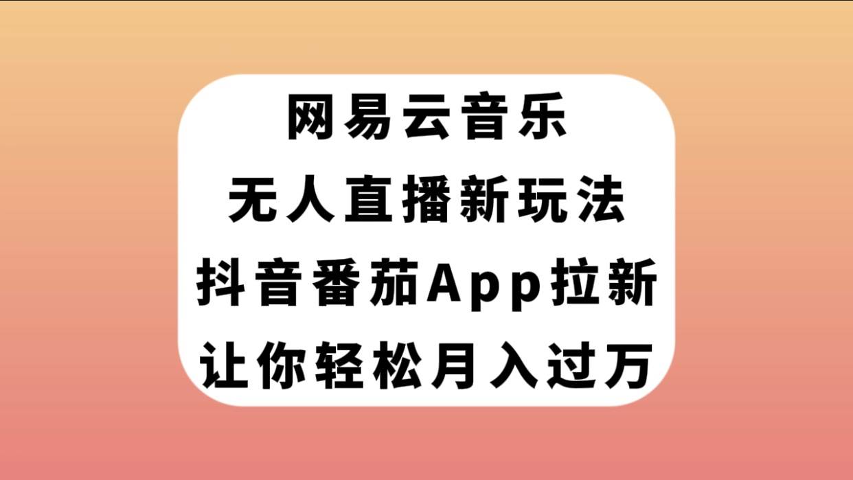 网易云音乐无人直播新玩法，抖音番茄APP拉新，让你轻松月入过万-韭菜网