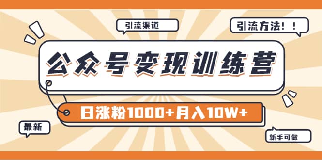 【某公众号变现营第二期】0成本日涨粉1000+让你月赚10W+（8月24号更新）-韭菜网