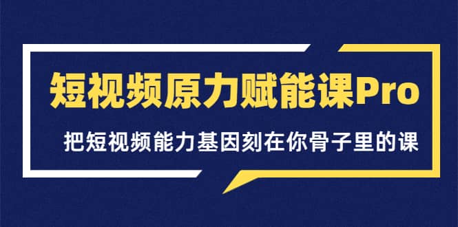 短视频原力赋能课Pro，把短视频能力基因刻在你骨子里的课（价值4999元）-韭菜网