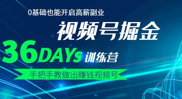 【视频号掘金营】36天手把手教做出赚钱视频号，0基础也能开启高薪副业-韭菜网
