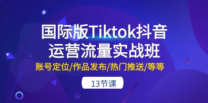 国际版Tiktok抖音运营流量实战班：账号定位/作品发布/热门推送/等等-13节-韭菜网
