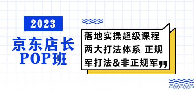 2023京东店长·POP班 落地实操超级课程 两大打法体系 正规军&非正规军-韭菜网