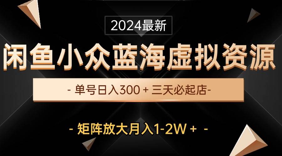 最新闲鱼小众蓝海虚拟资源，单号日入300＋，三天必起店，矩阵放大月入1-2W-韭菜网