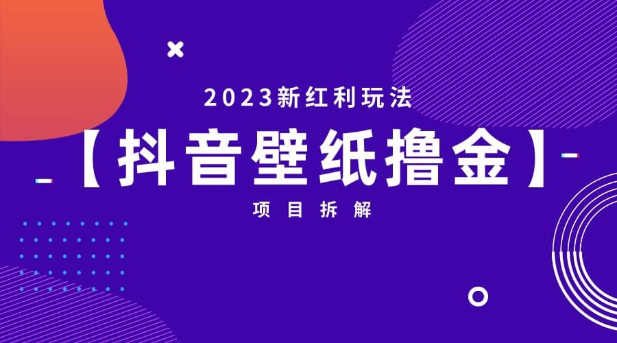 2023新红利玩法：抖音壁纸撸金项目-韭菜网