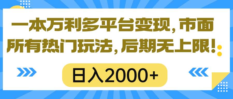 一本万利多平台变现，市面所有热门玩法，日入2000+，后期无上限！-韭菜网