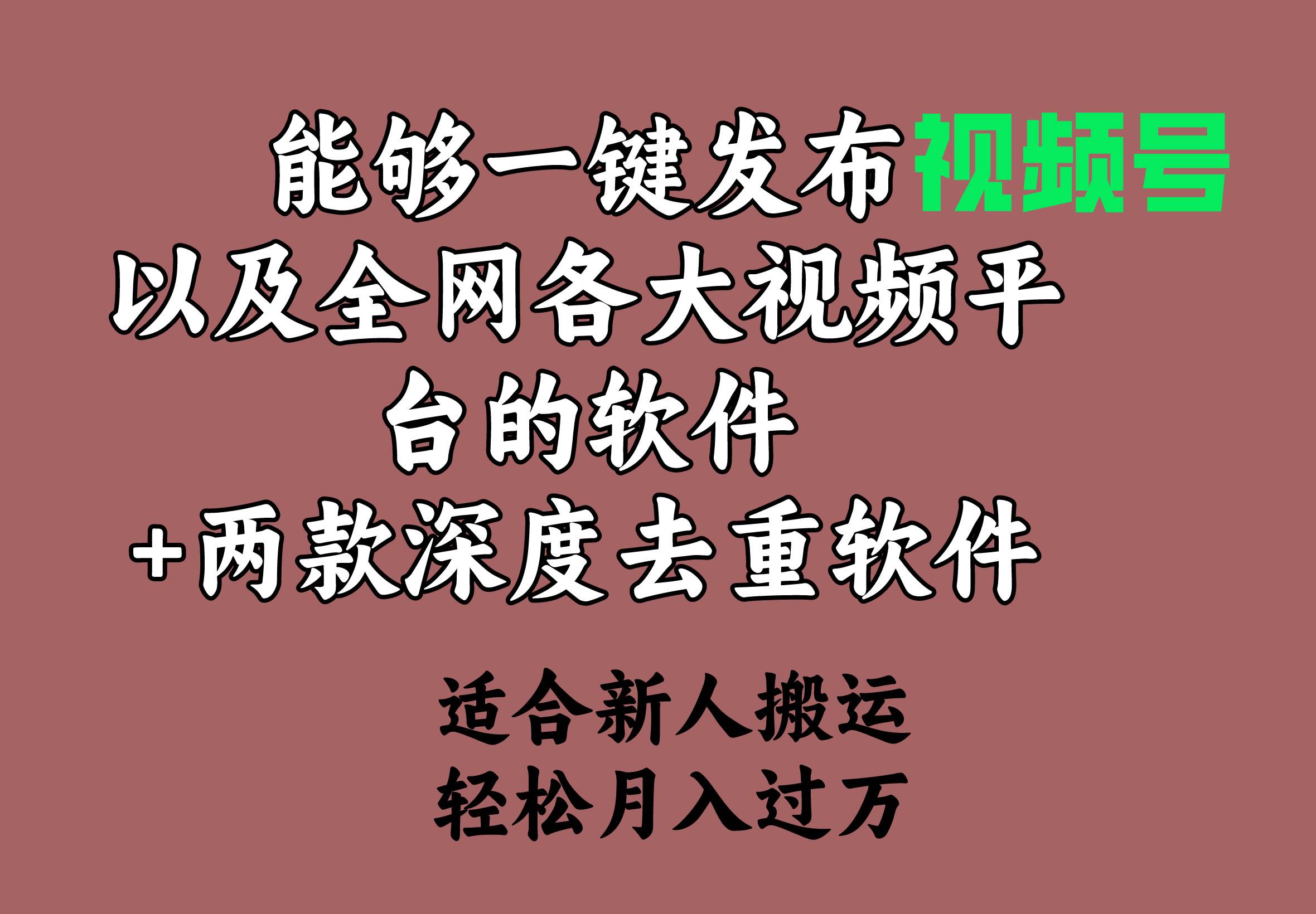 能够一键发布视频号以及全网各大视频平台的软件+两款深度去重软件 适合…-韭菜网