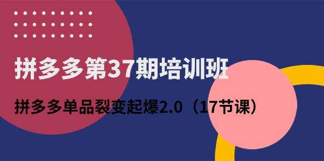 拼多多第37期培训班：拼多多单品裂变起爆2.0（17节课）-韭菜网