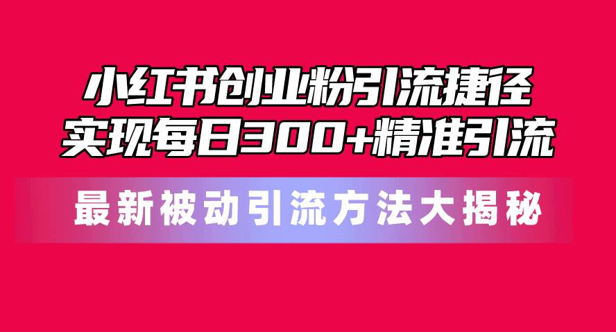 小红书创业粉引流捷径！最新被动引流方法大揭秘，实现每日300+精准引流-韭菜网