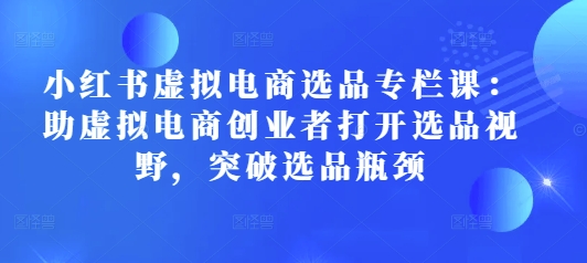 小红书虚拟电商选品专栏课：助虚拟电商创业者打开选品视野，突破选品瓶颈-韭菜网