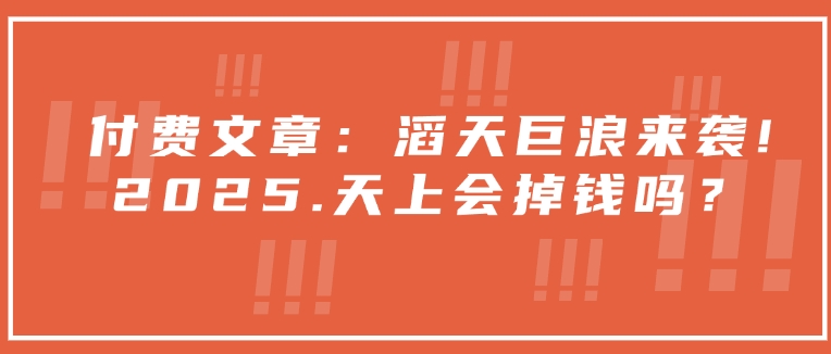 付费文章：滔天巨浪来袭！2025天上会掉钱吗？-韭菜网
